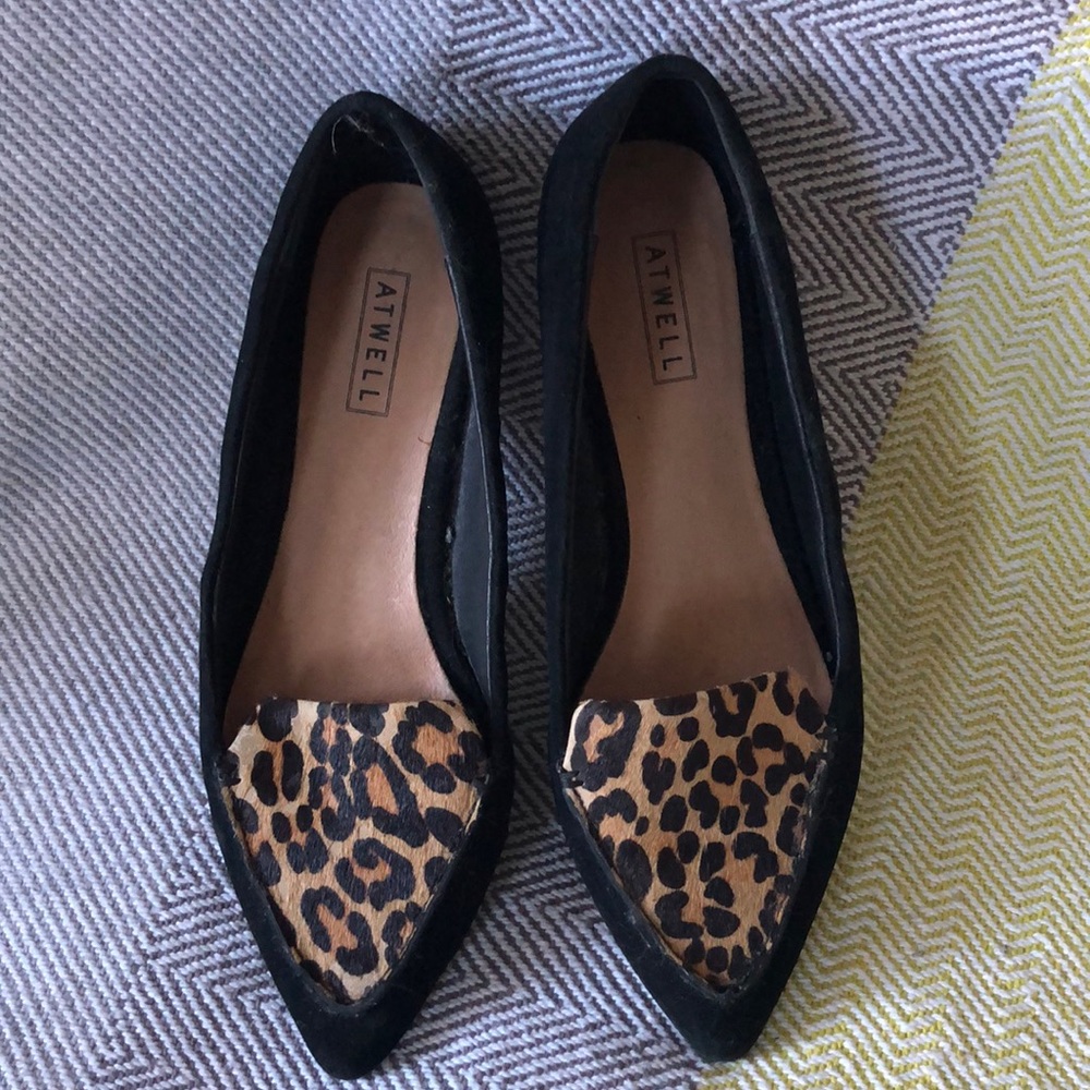 Atwell Black Suede Leopard Calf-hair flats